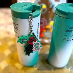 Starbucks 2024 Holly Jolly Green & White 12oz Vacuum Insulated Tumbler